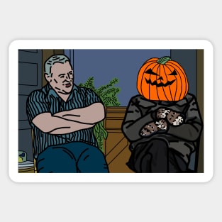 Pumpkin Head Halloween Horror Bernie Sanders Irish Uncle Memes Sticker